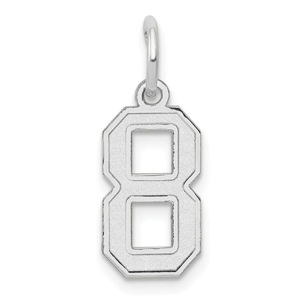 14k White Gold, Jersey Collection, Small Number 8 Pendant